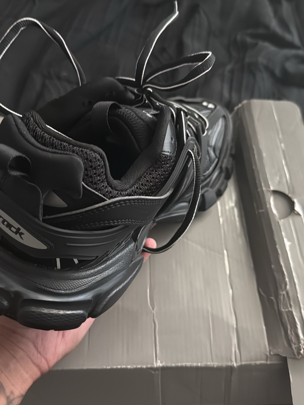 Balenciaga Men's Black Layered Track Sneaker - Picture 4 of 4